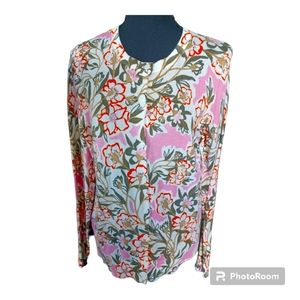 Ann Taylor Floral Cardigan Sweater in Pink, Green, Tan and Orange NWT